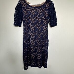 Elegant Navy Lace Dress
